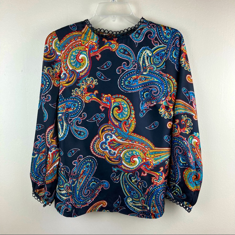 J. Crew 100% silk paisley blouse 3/4 sleeve size 2 Tall office workwear